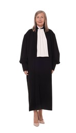 Photo of Beautiful senior judge in court dress on white background