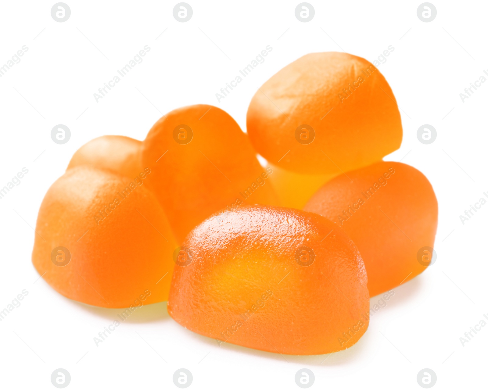 Photo of Sweet color jelly candies isolated on white