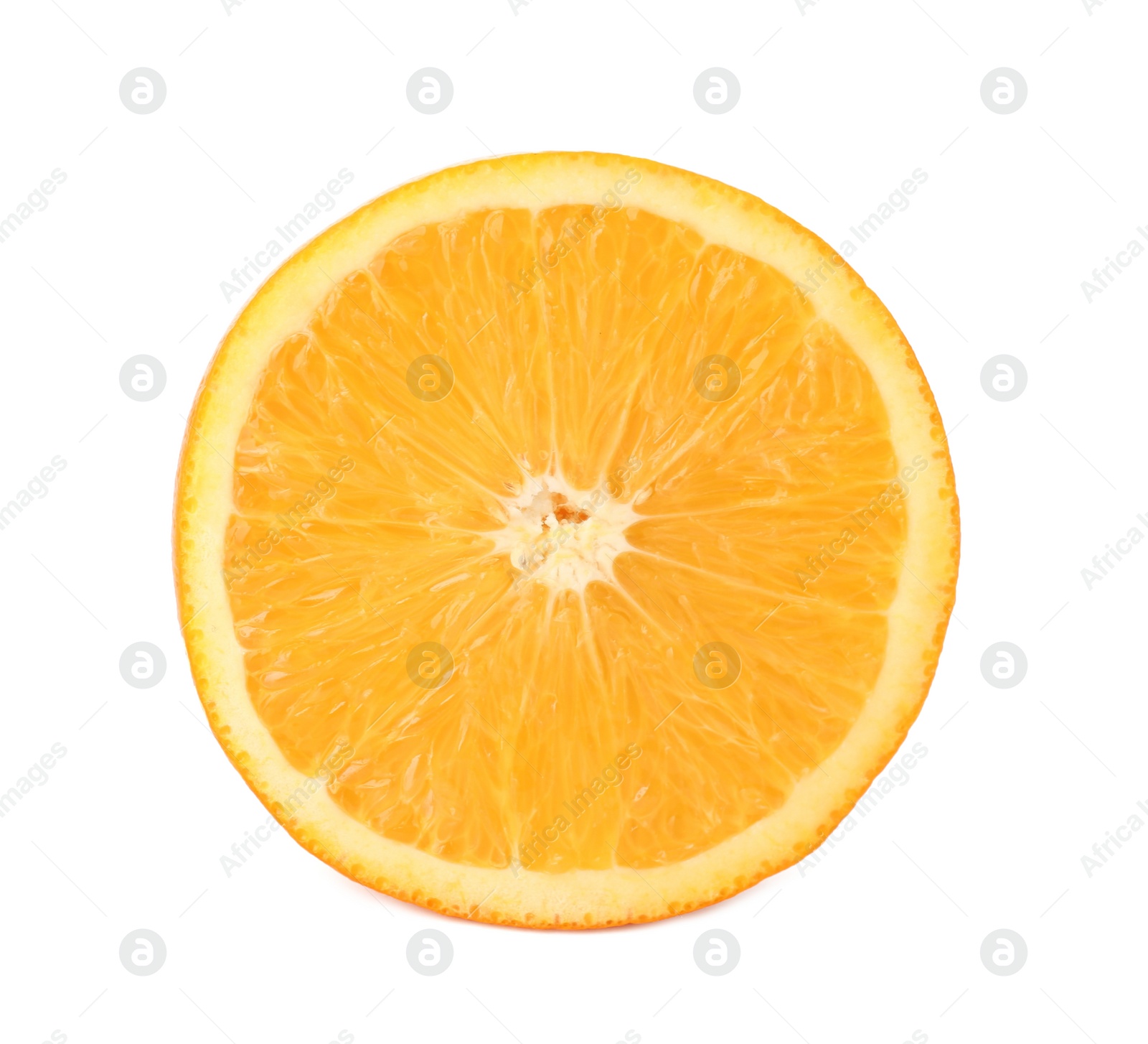 Photo of Half of fresh ripe orange isolated on white