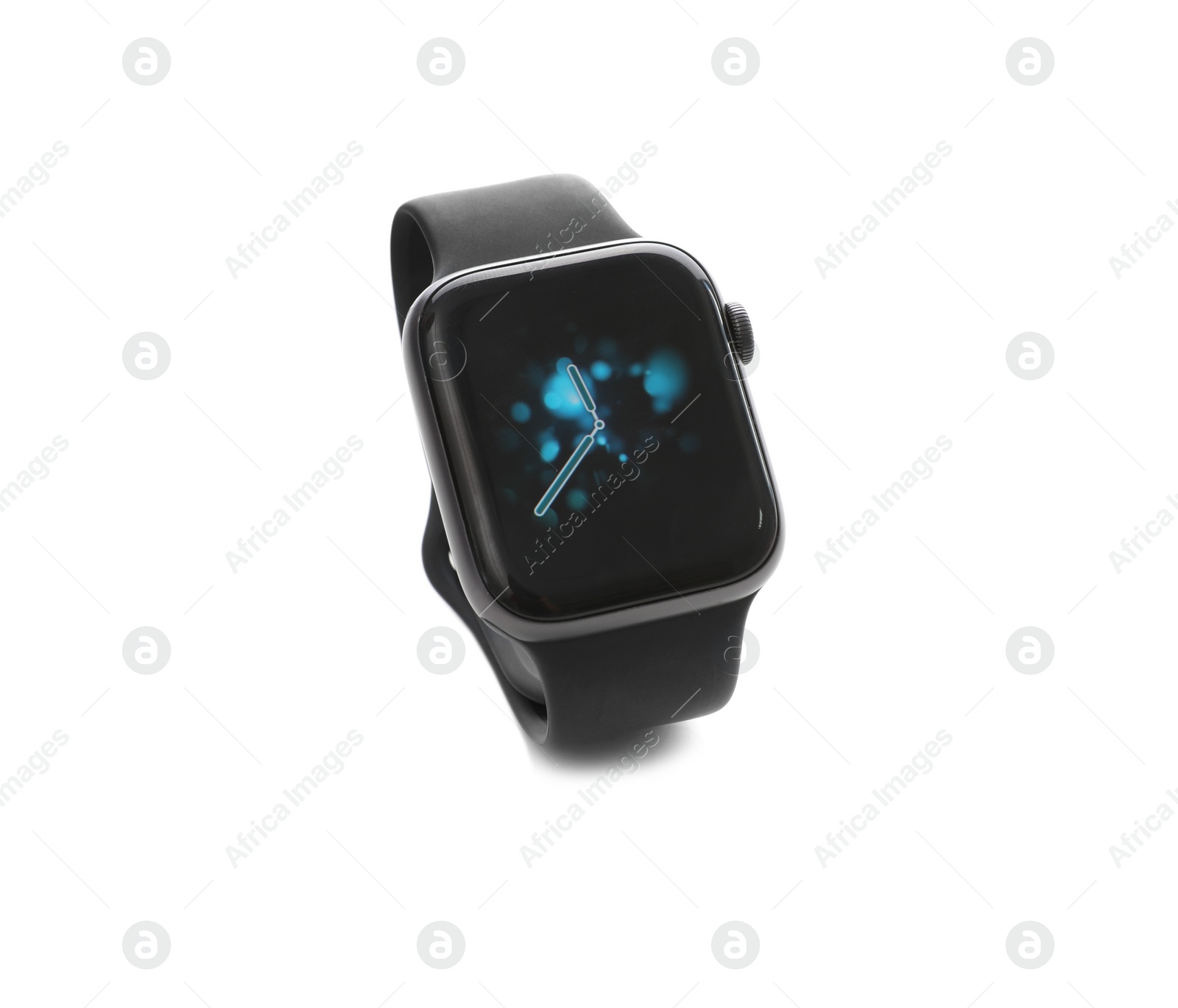 Image of MYKOLAIV, UKRAINE - SEPTEMBER 19, 2019: Apple Watch with clock face skin isolated on white