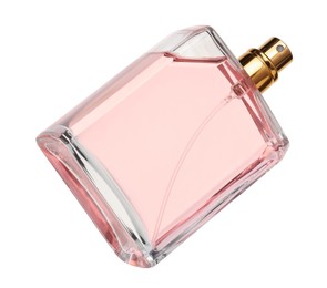 Photo of Luxury women`s perfume in bottle isolated on white