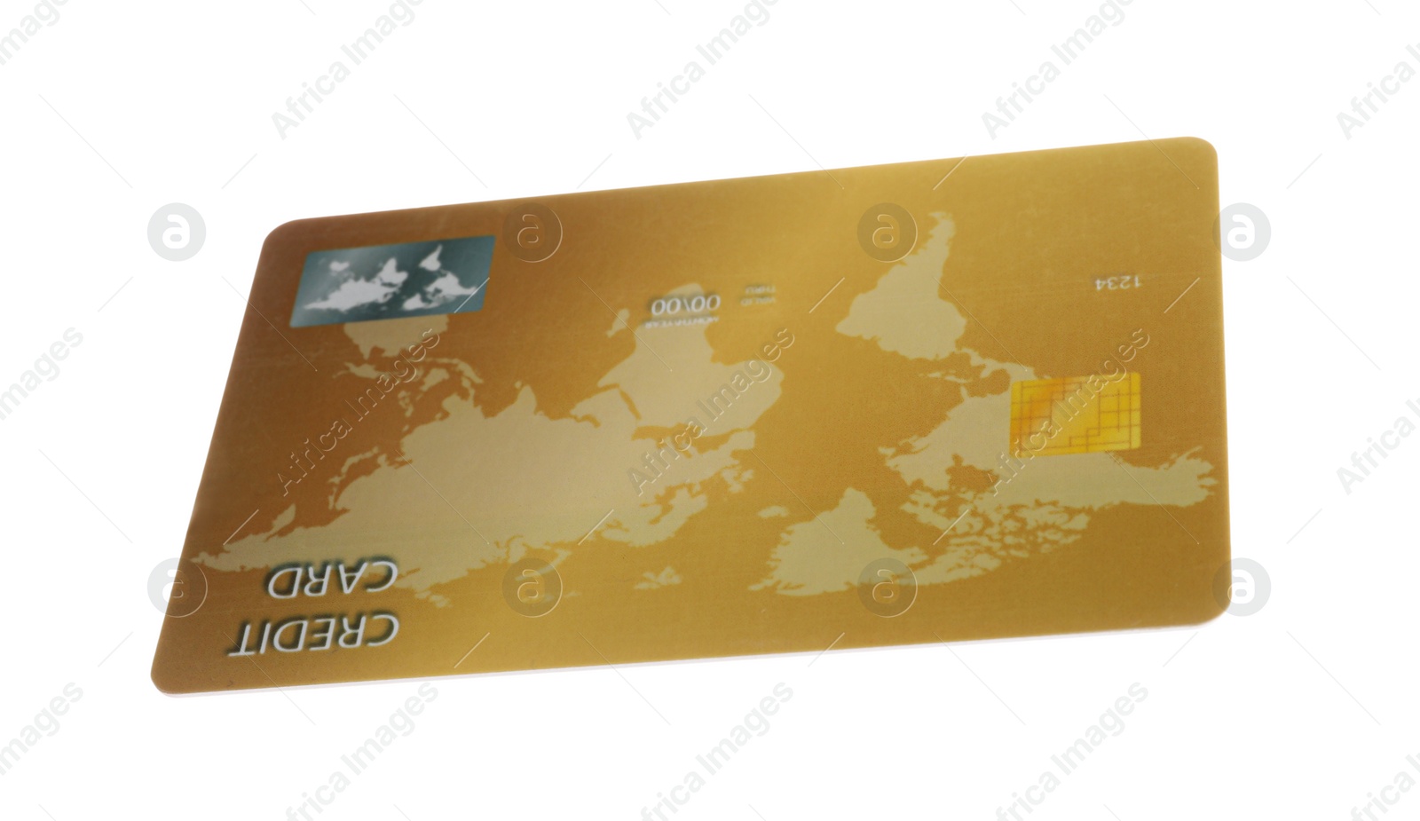 Photo of Golden plastic credit card isolated on white