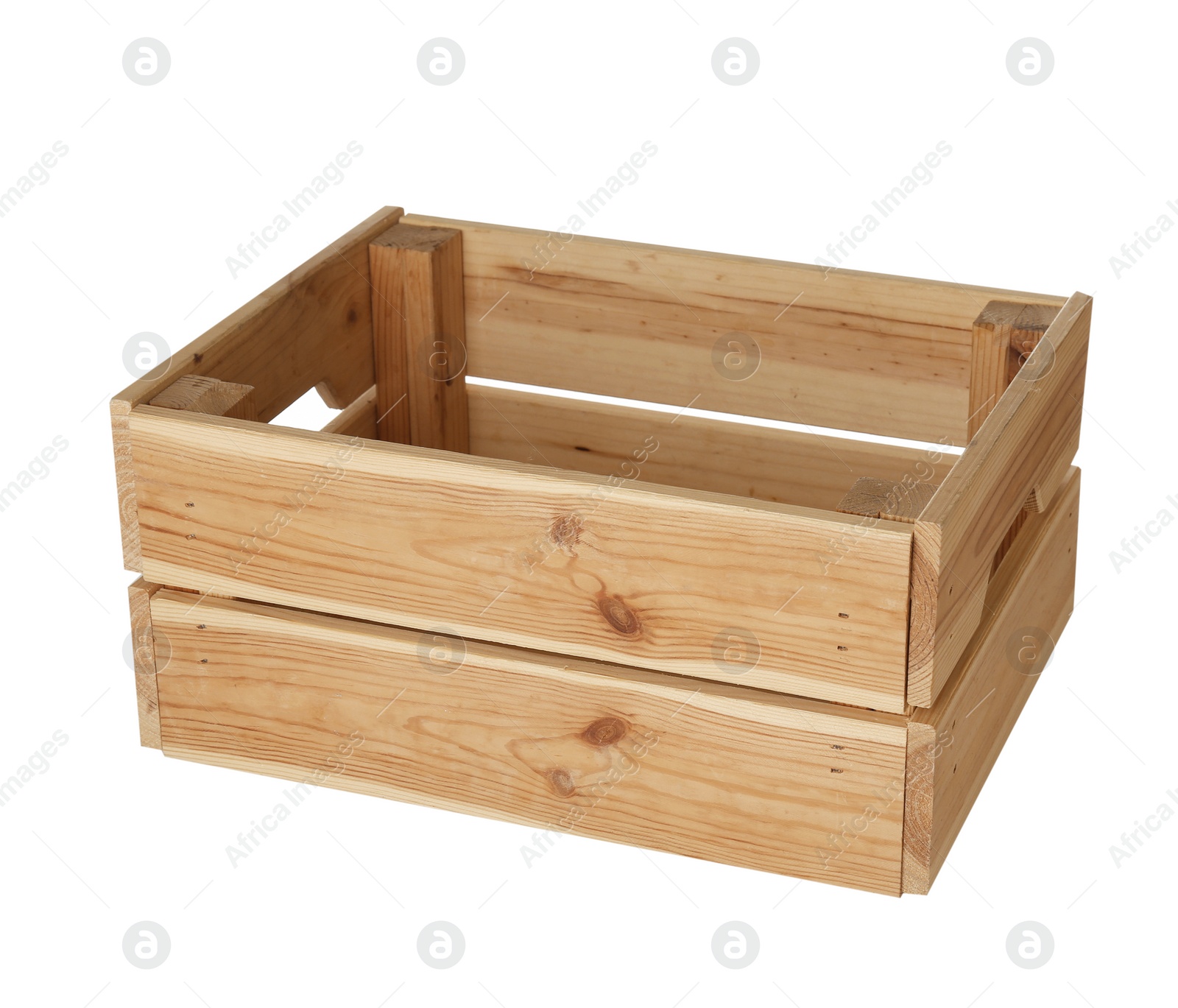 Photo of Wooden crate on white background. Shipping container