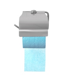 Toilet paper holder with roll on white background