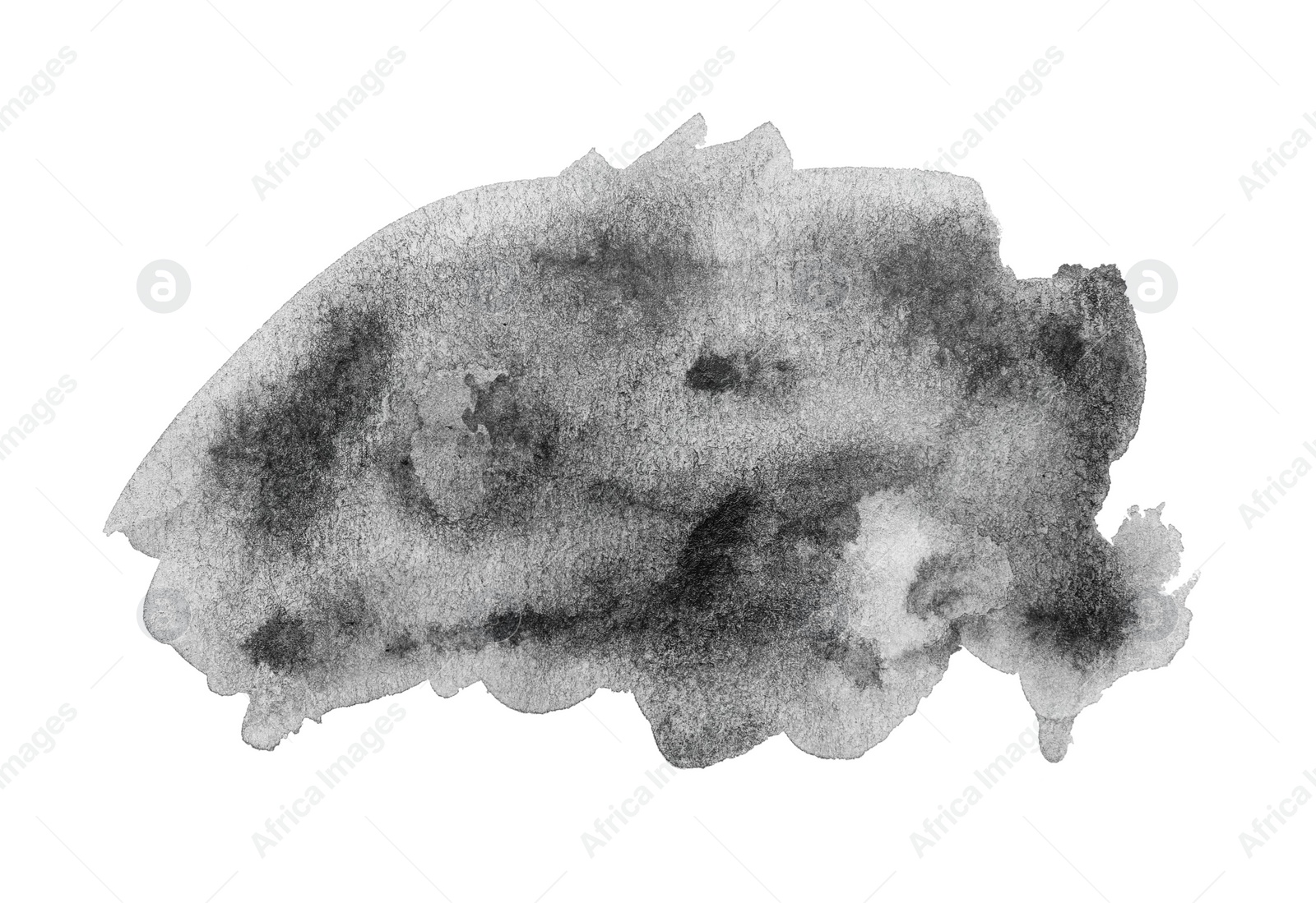 Photo of Blot of black watercolor paint on white background