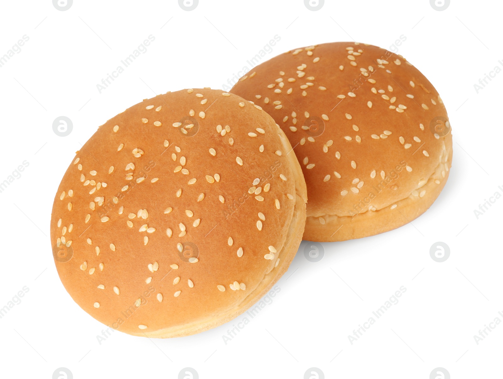 Photo of Two fresh burger buns isolated on white