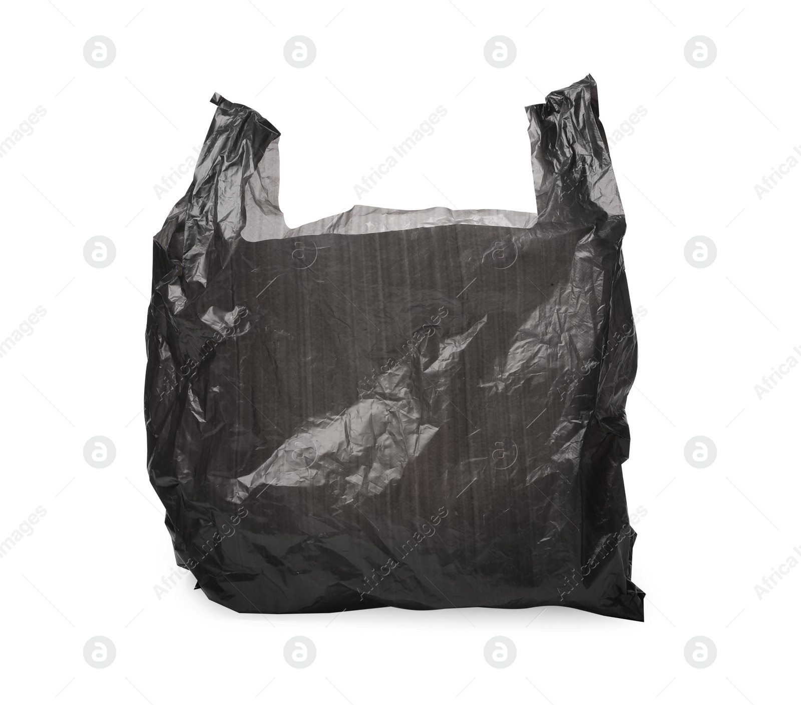 Photo of One black plastic bag isolated on white