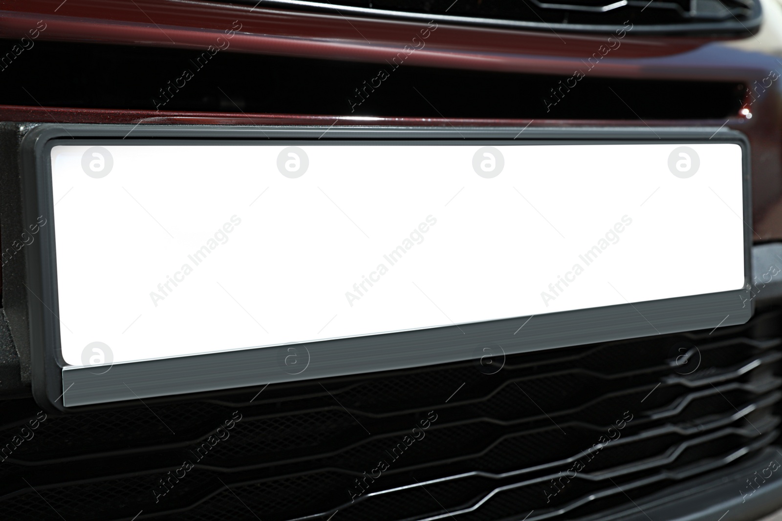 Photo of Car with vehicle registration plate, closeup. Mockup for design