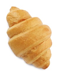 One delicious fresh croissant isolated on white, top view