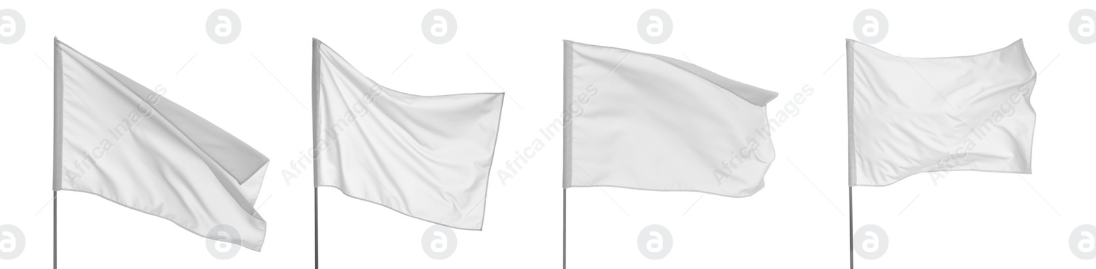 Image of Set with blank flags on white background. Banner design