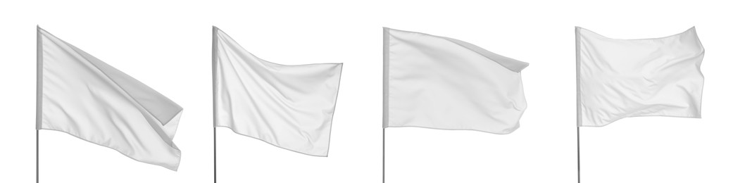 Image of Set with blank flags on white background. Banner design