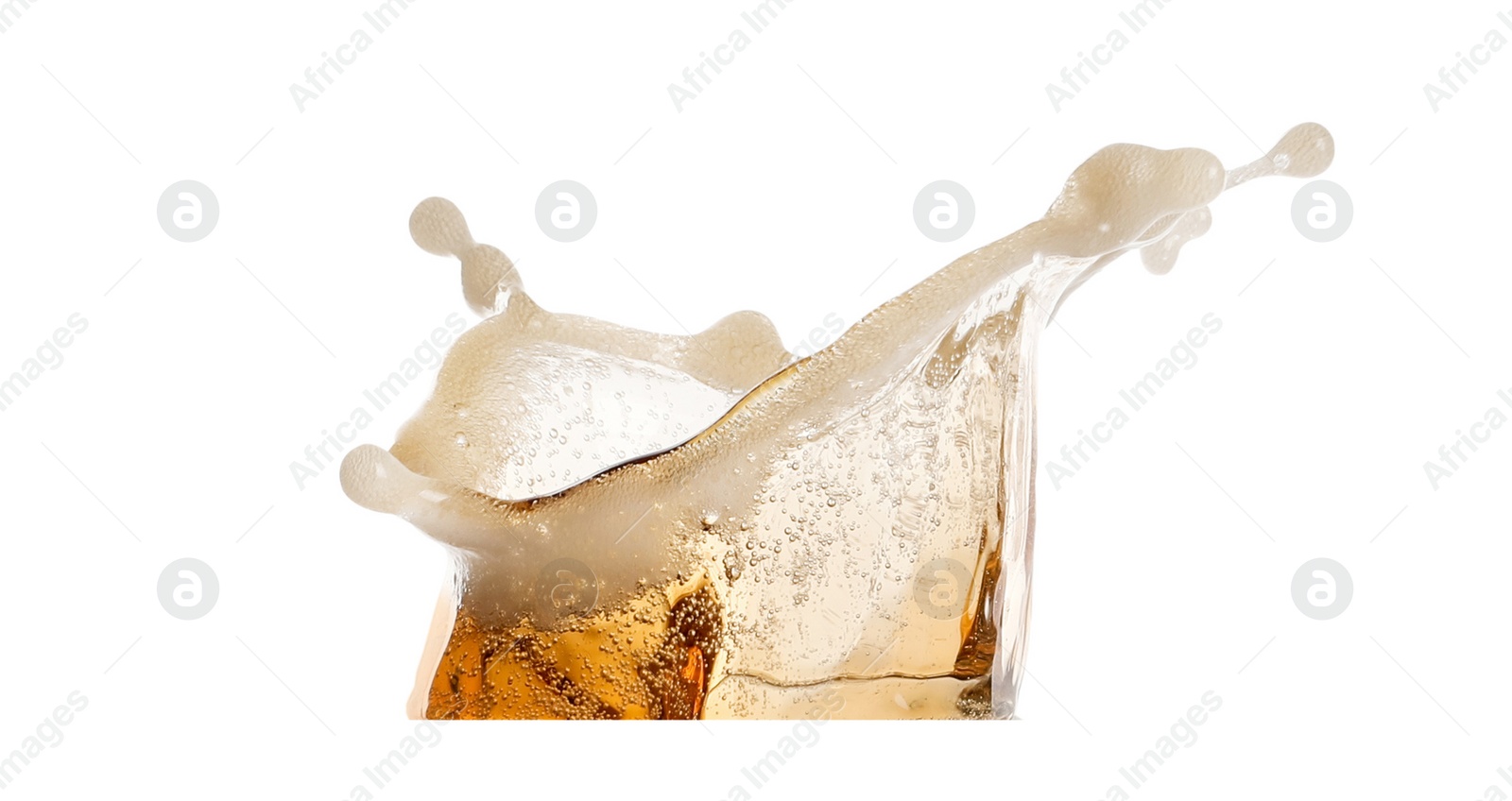 Image of Splash of tasty beer on white background. Banner design