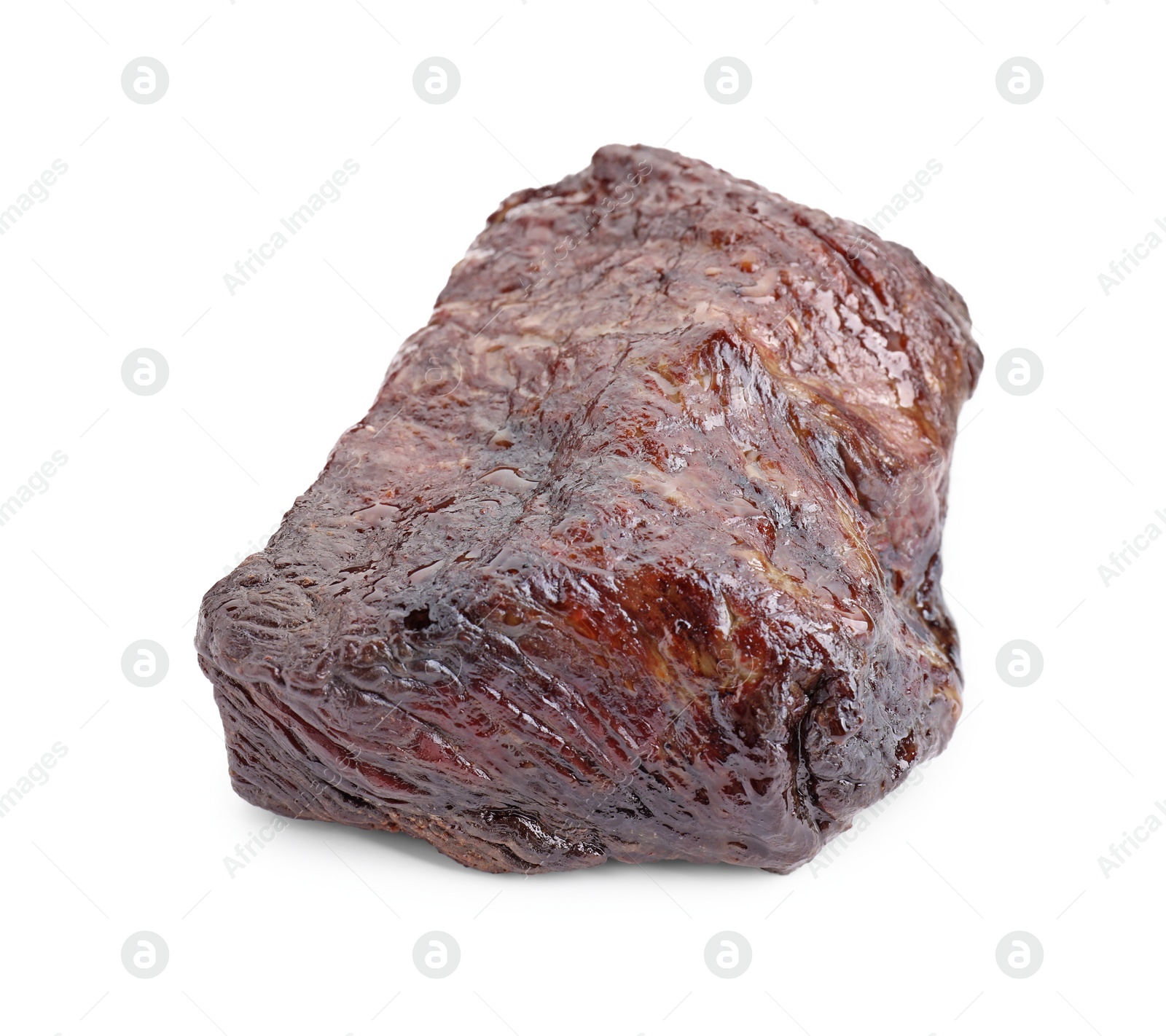 Photo of Piece of delicious grilled beef meat isolated on white