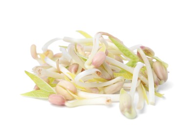 Photo of Heap of mung bean sprouts isolated on white