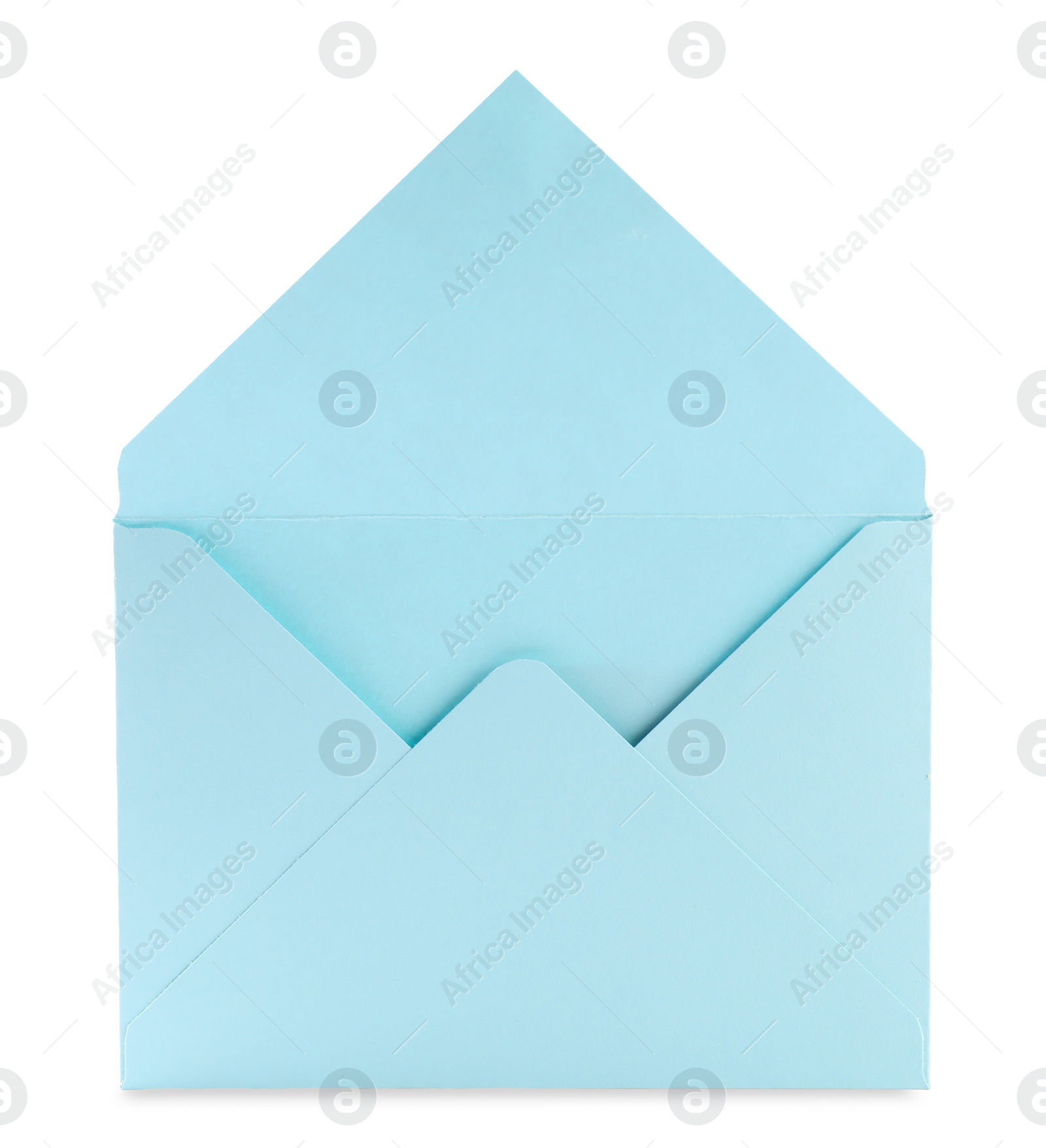 Photo of Light blue letter envelope isolated on white