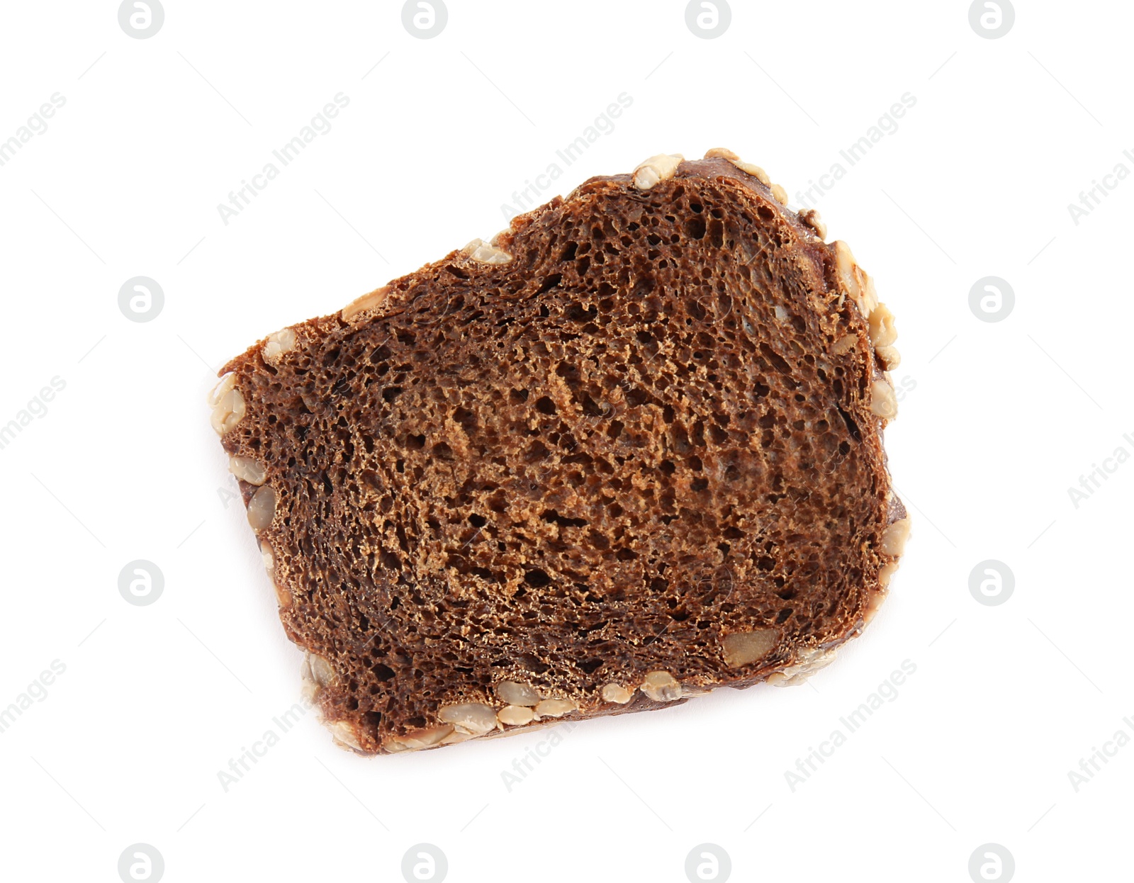 Photo of Fresh rye bread on white background, top view