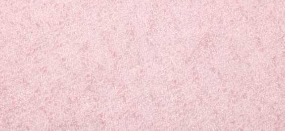 Photo of Texture of soft pink fabric as background, top view