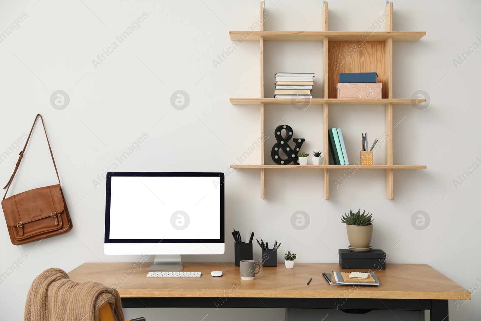 Photo of Stylish room interior with modern comfortable workplace