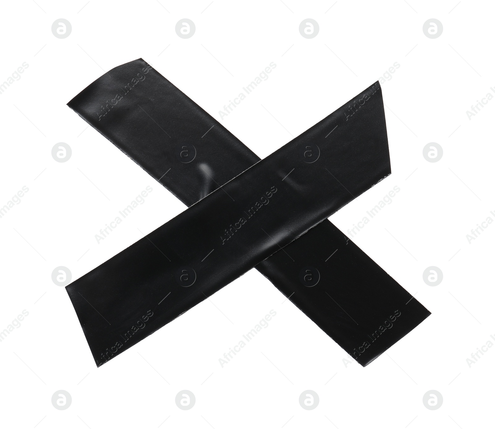 Photo of Cross of black insulating tape isolated on white, top view