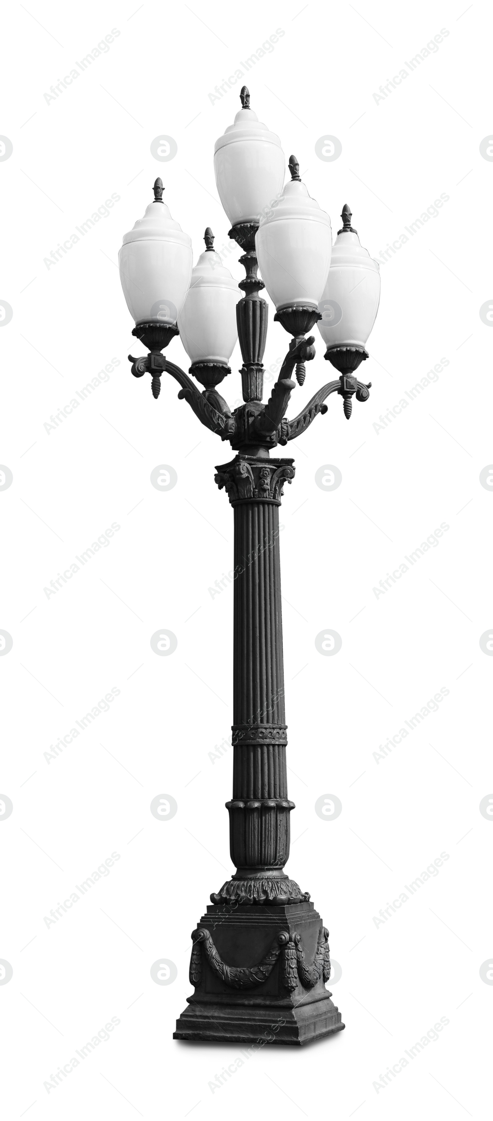 Image of Beautiful street lamp in retro style on white background