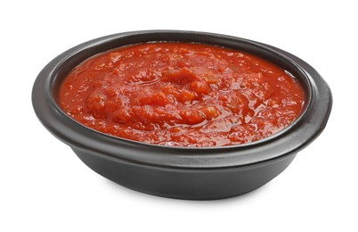 Homemade tomato sauce in bowl isolated on white