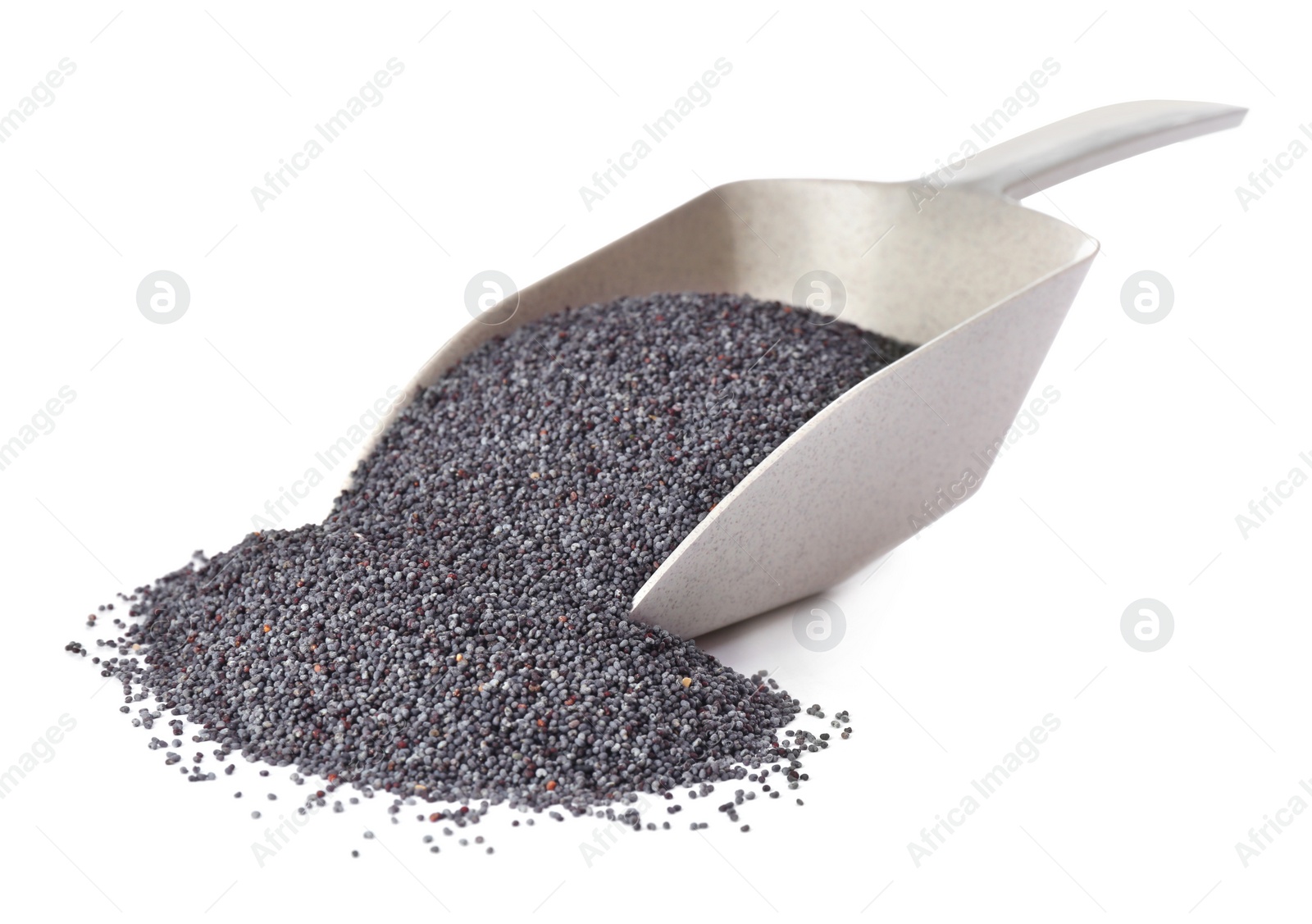 Photo of Scoop with poppy seeds isolated on white