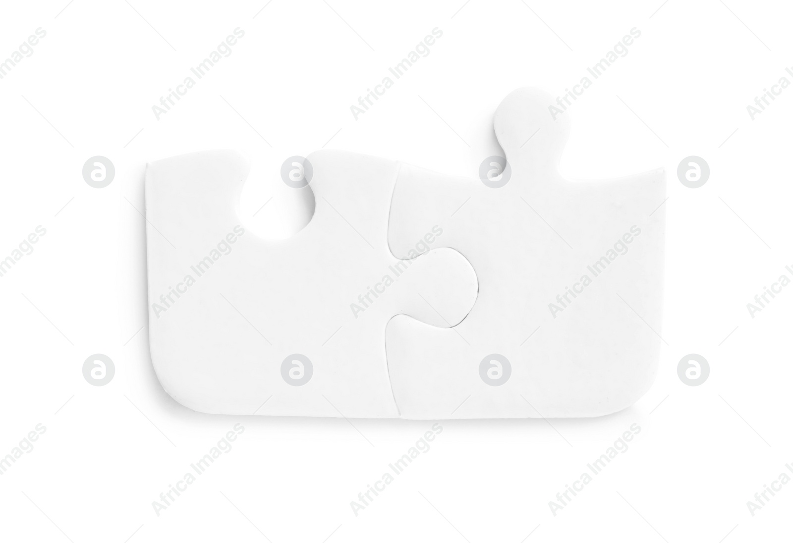 Photo of Blank puzzle pieces isolated on white, top view