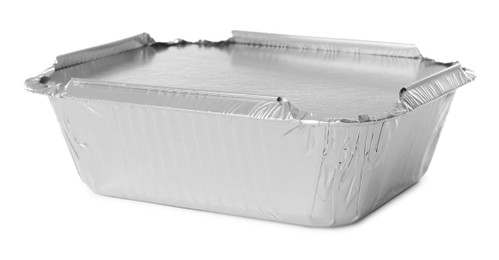 Photo of Foil container for food isolated on white