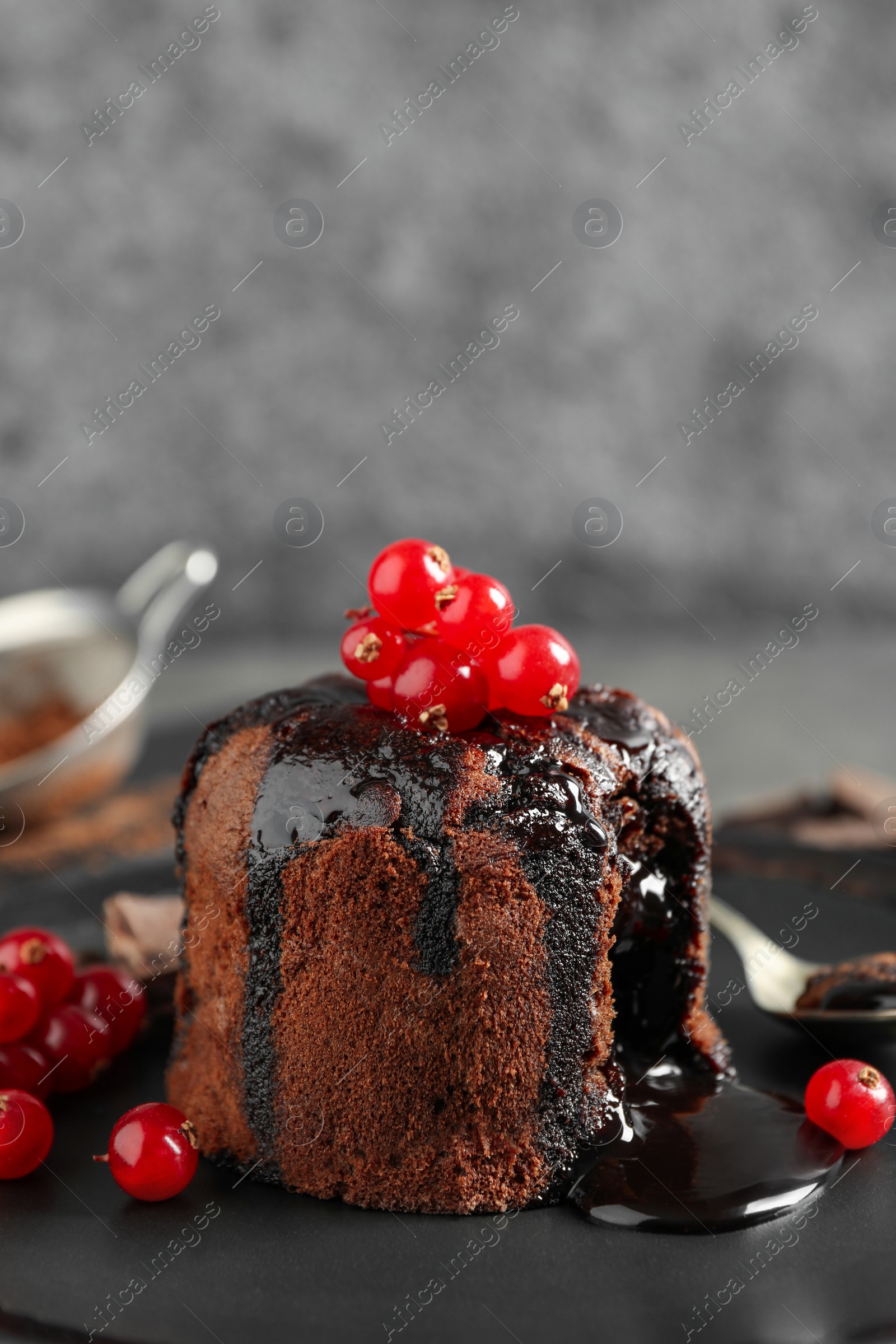 Photo of Delicious warm chocolate lava cake on plate