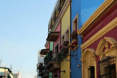 Photo of San Pedro Garza Garcia, Mexico - September 25, 2022: Beautiful colorful buildings on city street
