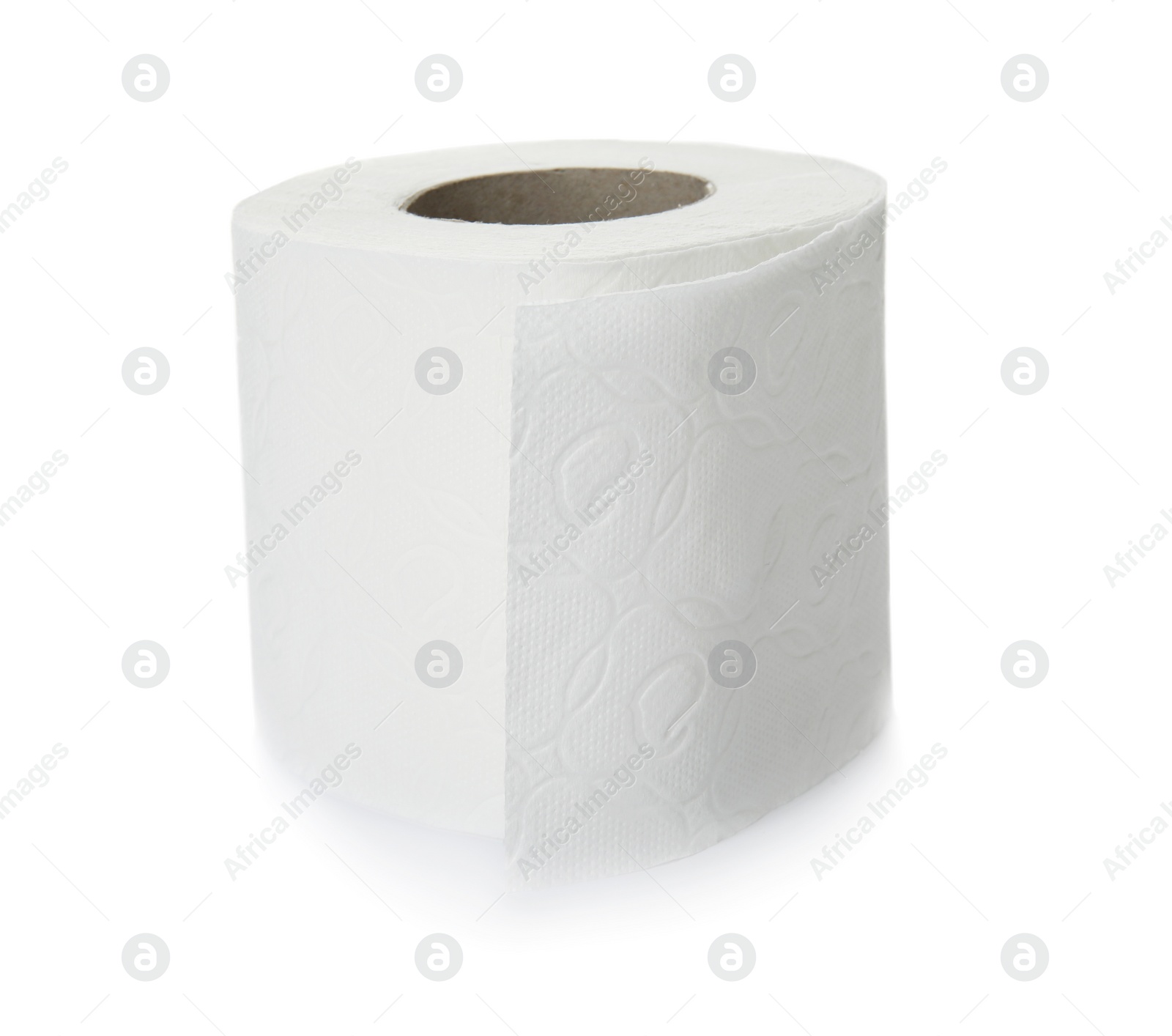 Photo of Roll of toilet paper on white background