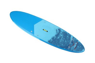 Photo of One SUP board isolated on white, top view. Water sport