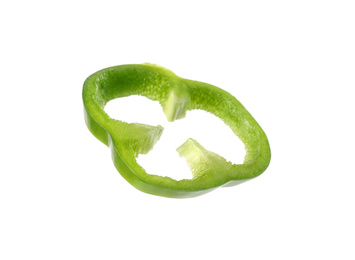 Photo of Slice of ripe green bell pepper isolated on white