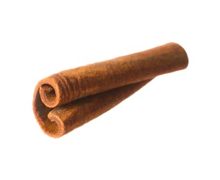 Photo of One aromatic cinnamon stick isolated on white