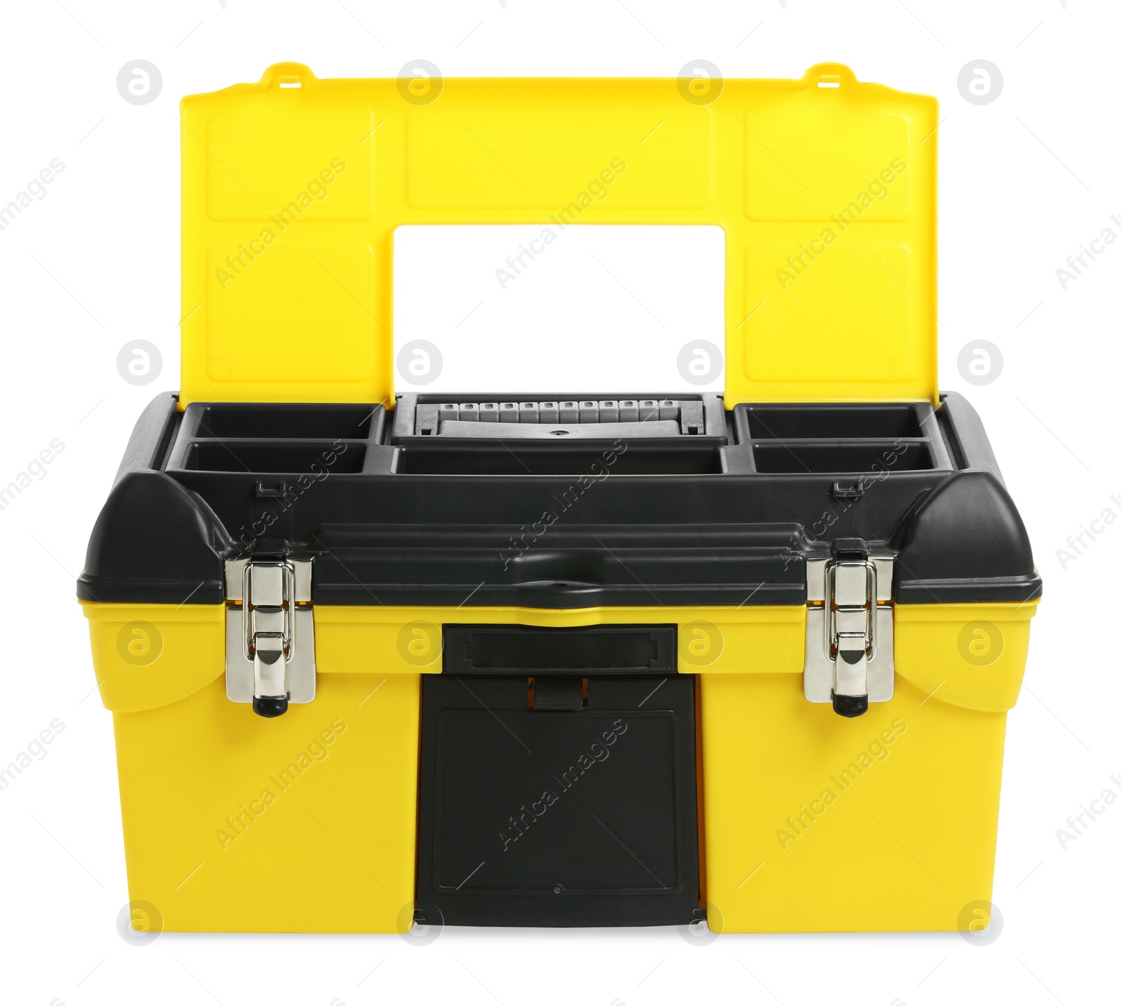 Photo of Plastic box for tools isolated on white