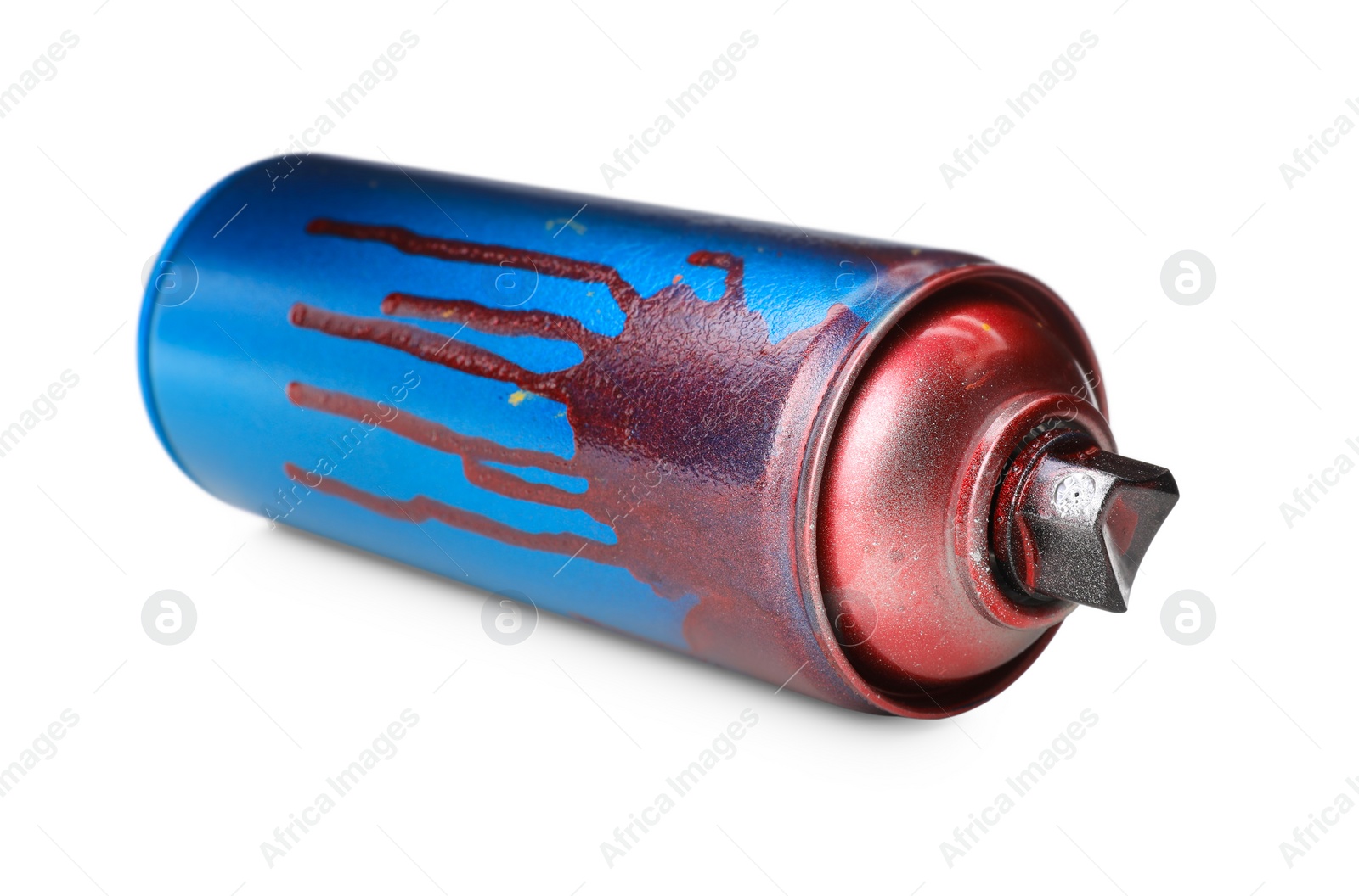 Photo of Used can of spray paint isolated on white. Graffiti supply