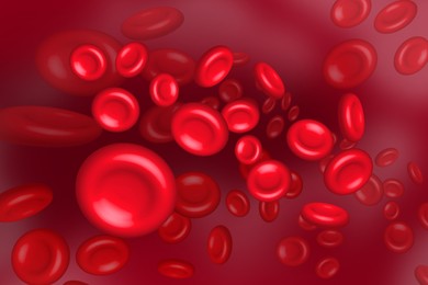Image of Illustration of red blood cells (erythrocytes) in motion