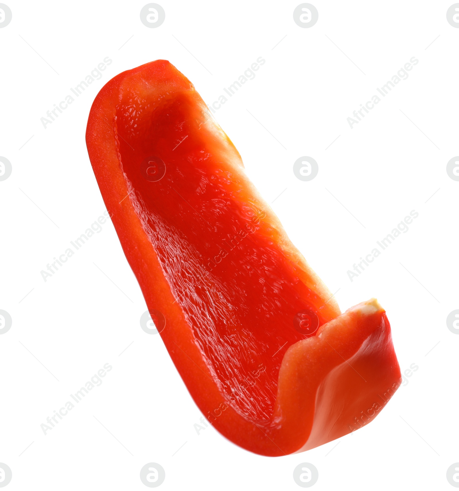 Photo of Slice of red bell pepper isolated on white