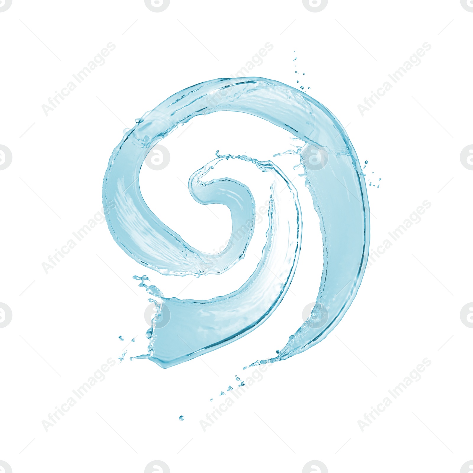 Illustration of Splash of fresh water in shape of spiral isolated on white