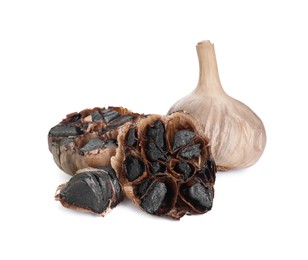 Organic fermented black garlic isolated on white