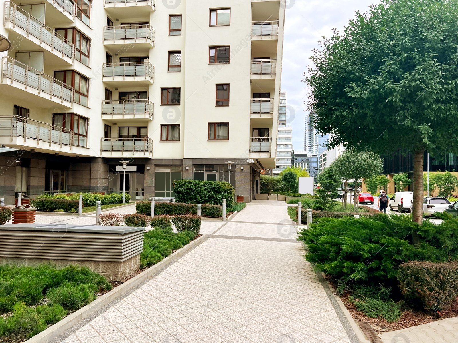 Photo of City street with beautiful building and pavement