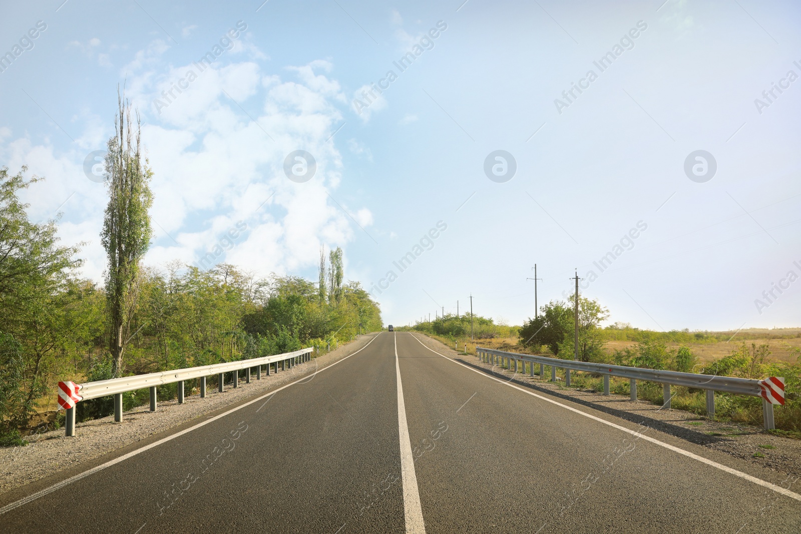 Photo of Beautiful view of empty asphalt highway. Road trip