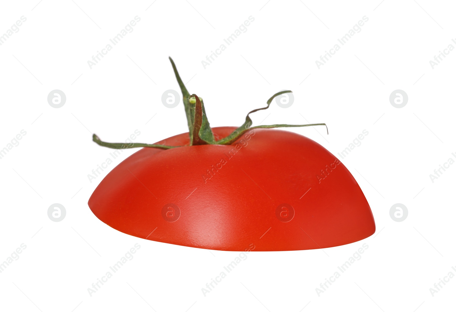 Photo of Slice of fresh ripe tomato isolated on white