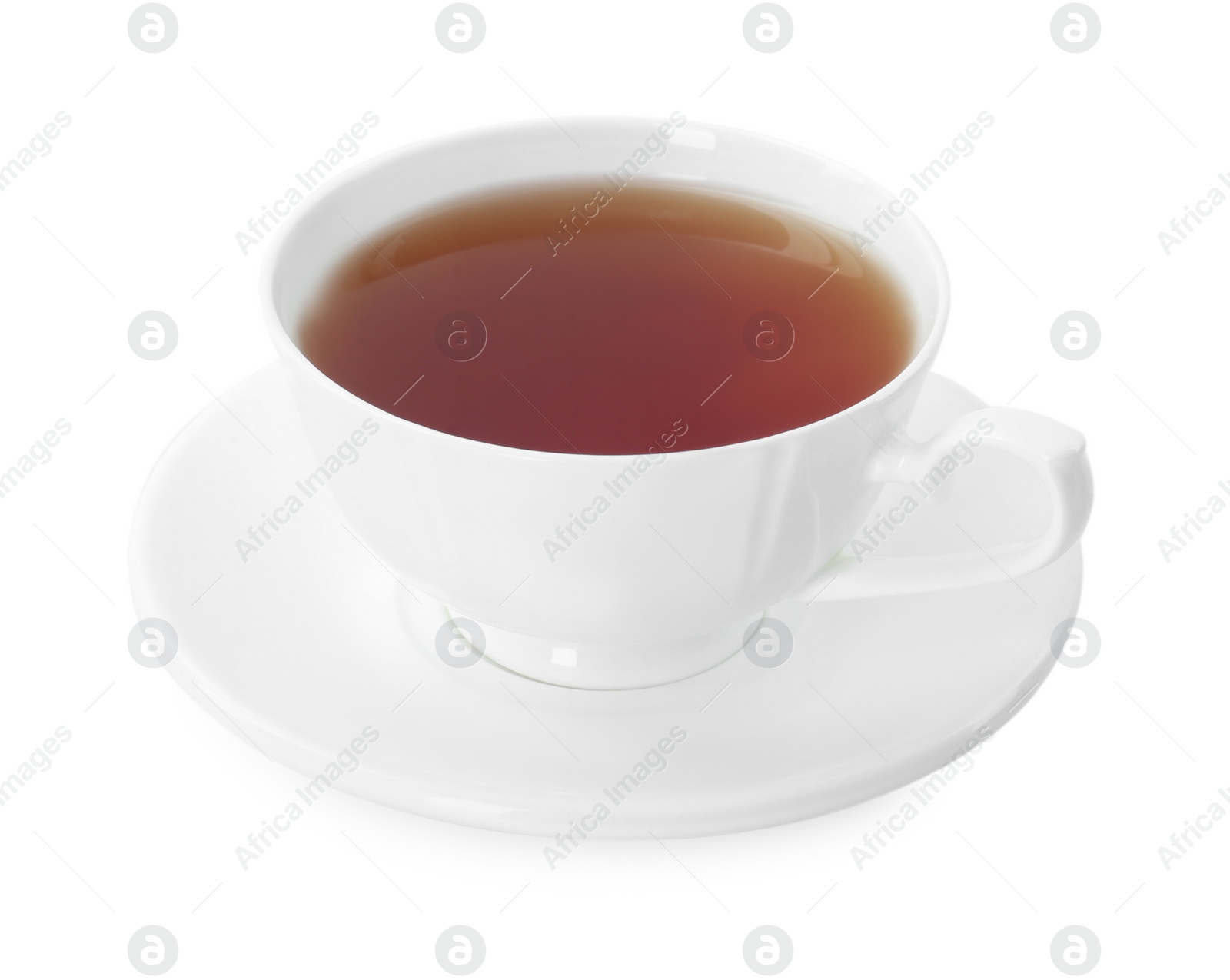 Photo of Tasty tea in cup isolated on white