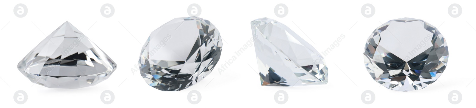 Image of Set with beautiful dazzling diamonds on white background. Banner design