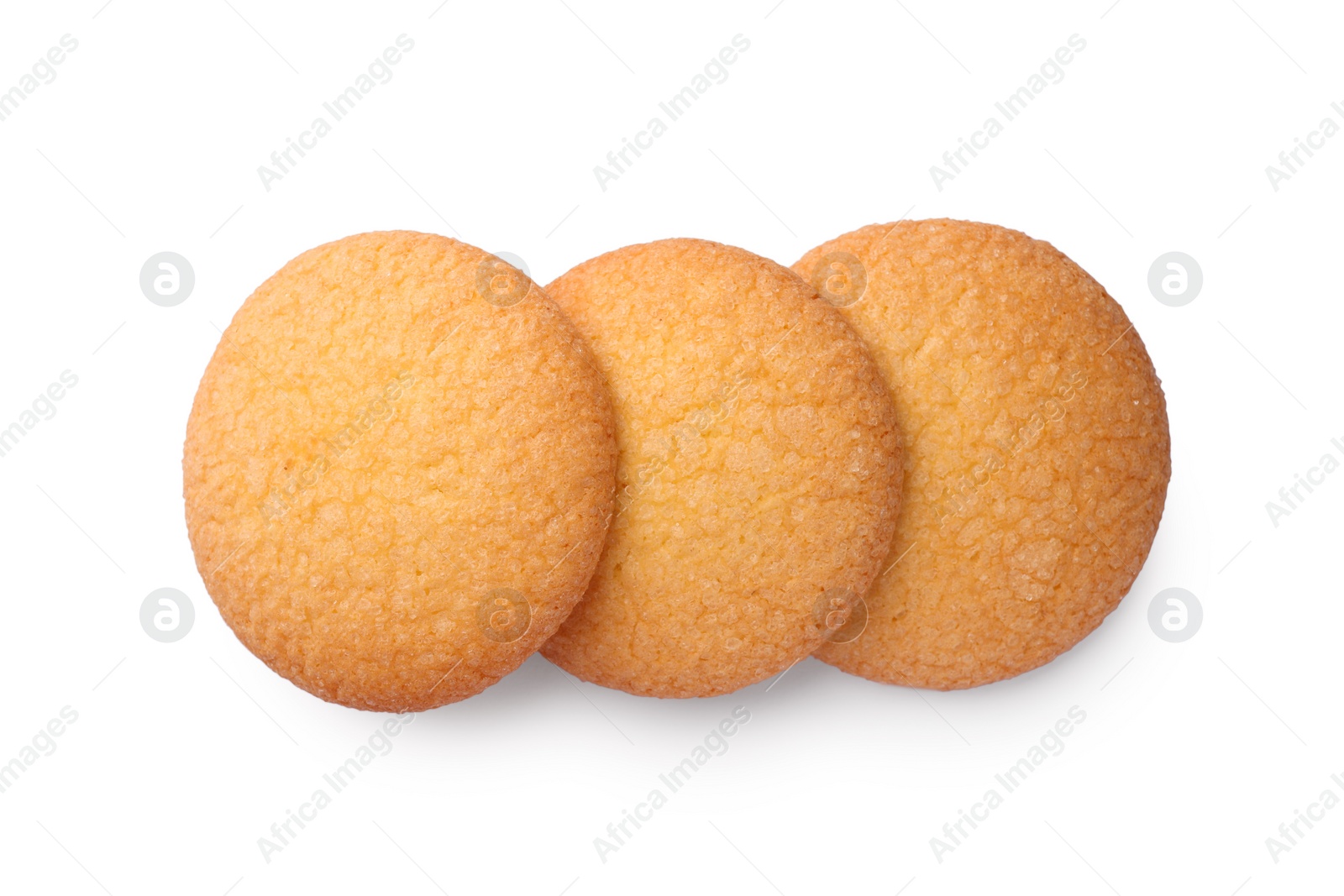 Photo of Tasty Danish butter cookies isolated on white, top view