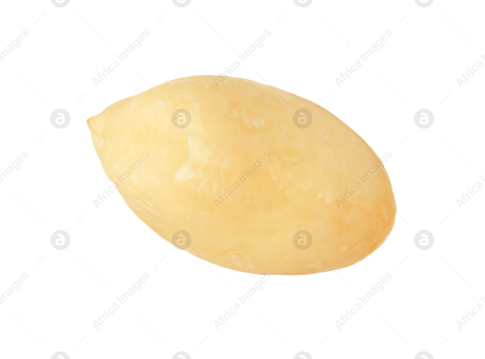 Photo of One fresh peeled peanut isolated on white