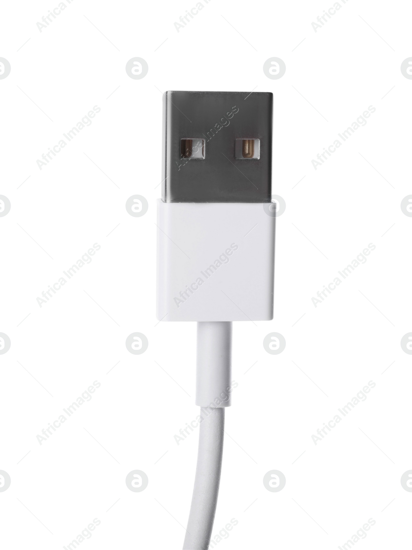 Photo of USB cable isolated on white. Modern technology