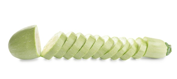 Slices of fresh ripe zucchini isolated on white