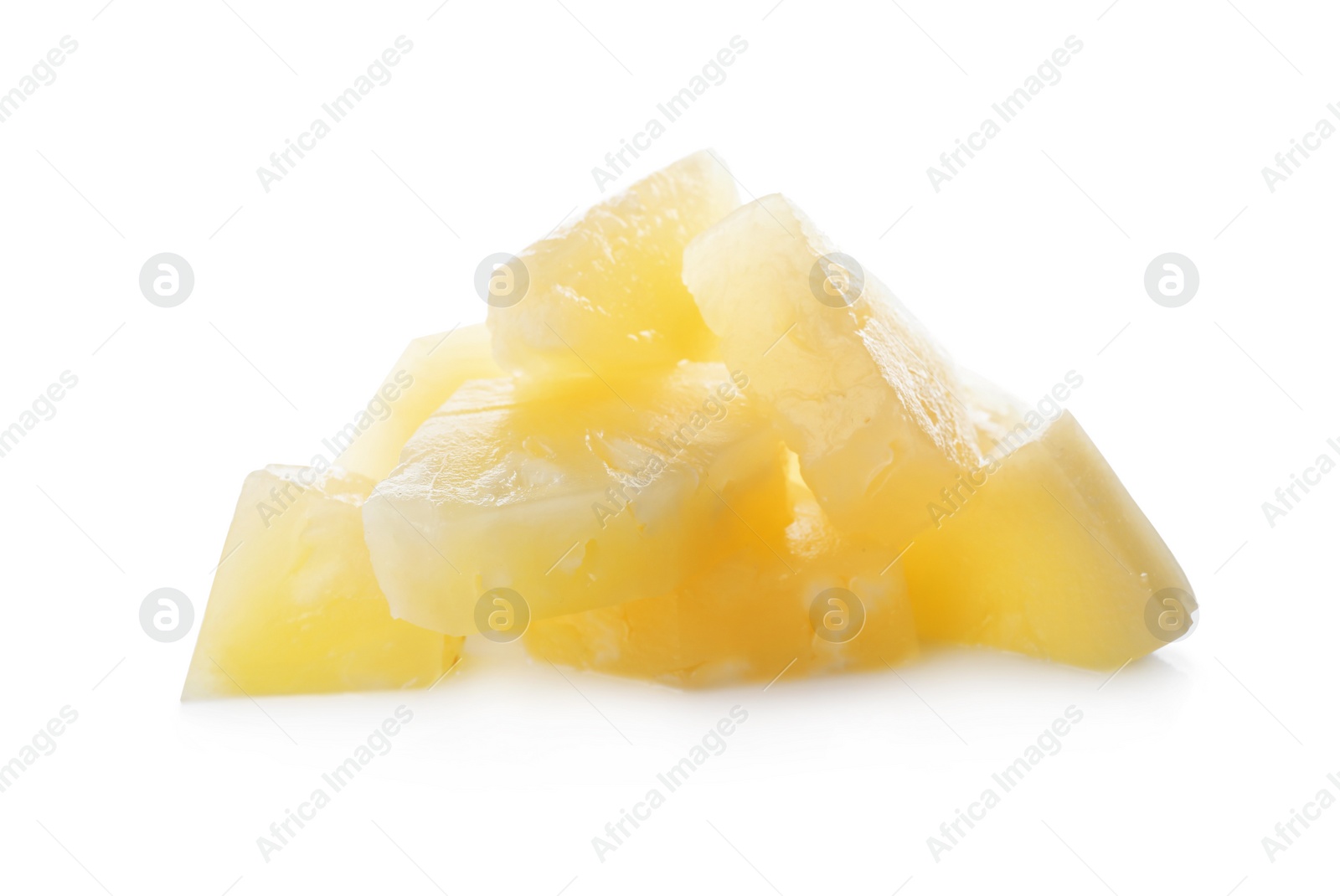 Photo of Pieces of canned pineapple isolated on white